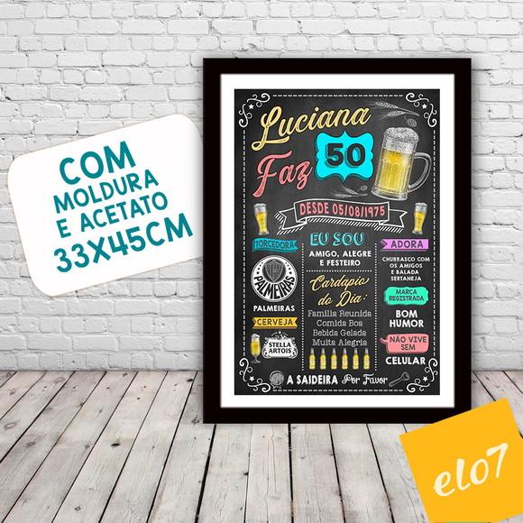 Chalkboard Quadro Poster C/ Moldura 50 Anos A3 30x42cm
