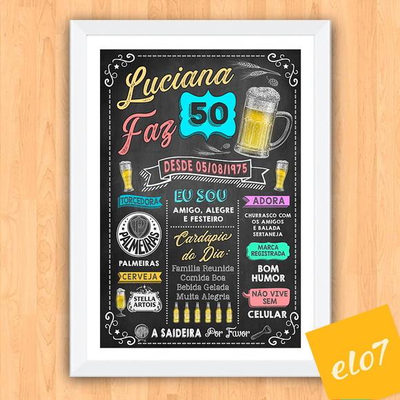 Chalkboard Quadro Poster C/ Moldura 50 Anos A3 30x42cm