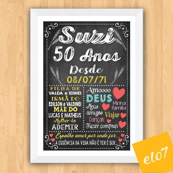 Chalkboard Quadro Poster C/ Moldura 50 Anos A3 30x42cm