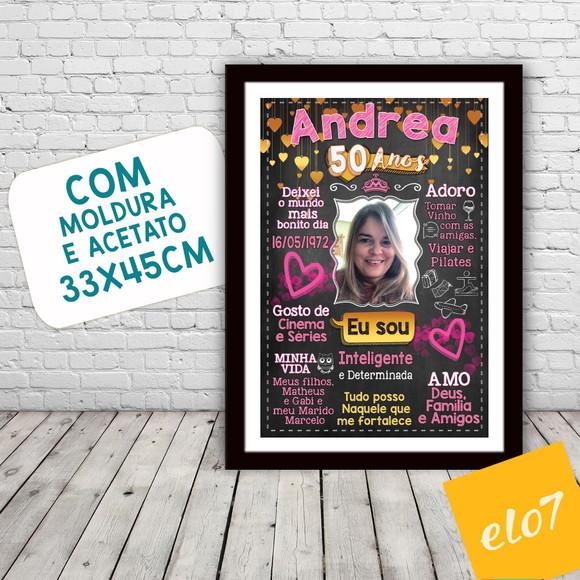 Chalkboard Quadro Poster C/ Moldura 50 Anos A3 30x42cm