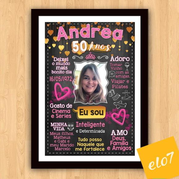 Chalkboard Quadro Poster C/ Moldura 50 Anos A3 30x42cm
