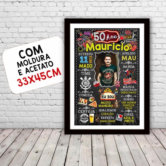 Chalkboard Quadro Poster c/ Moldura 50 Anos Rock And Roll