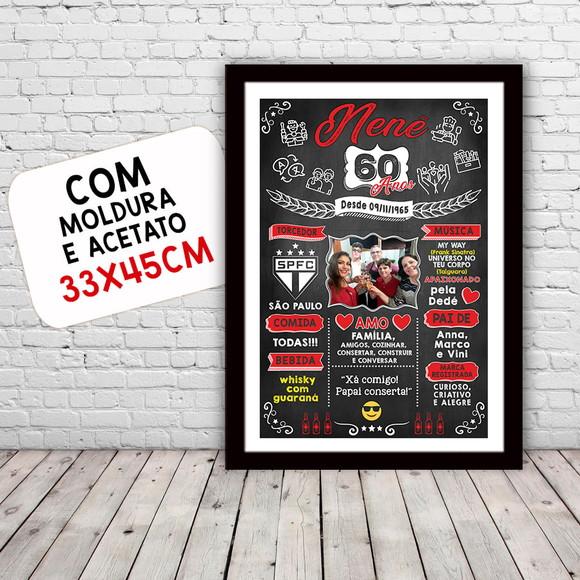 Chalkboard Quadro Poster c/ Moldura 60 Anos A3 30x42cm