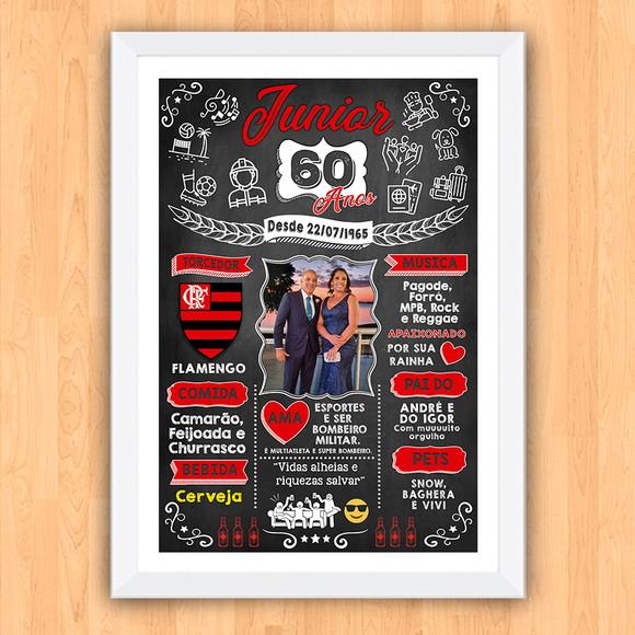 Chalkboard Quadro Poster c/ Moldura 60 Anos A3 30x42cm