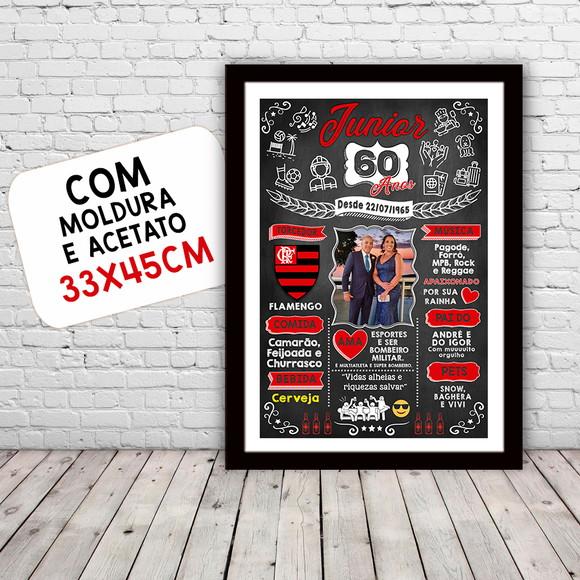Chalkboard Quadro Poster c/ Moldura 60 Anos A3 30x42cm