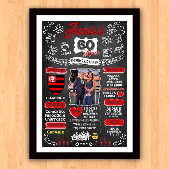 Chalkboard Quadro Poster c/ Moldura 60 Anos A3 30x42cm