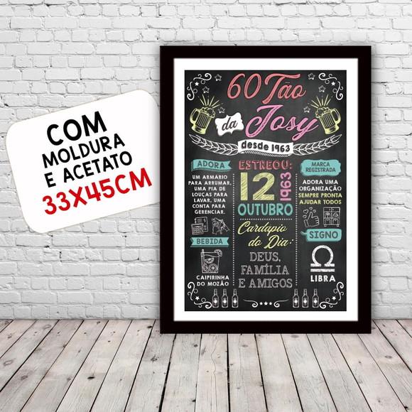 Chalkboard Quadro Poster c/ Moldura 60 Anos A3 30x42cm
