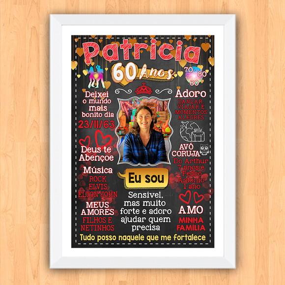 Chalkboard Quadro Poster c/ Moldura 60 Anos A3 30x42cm