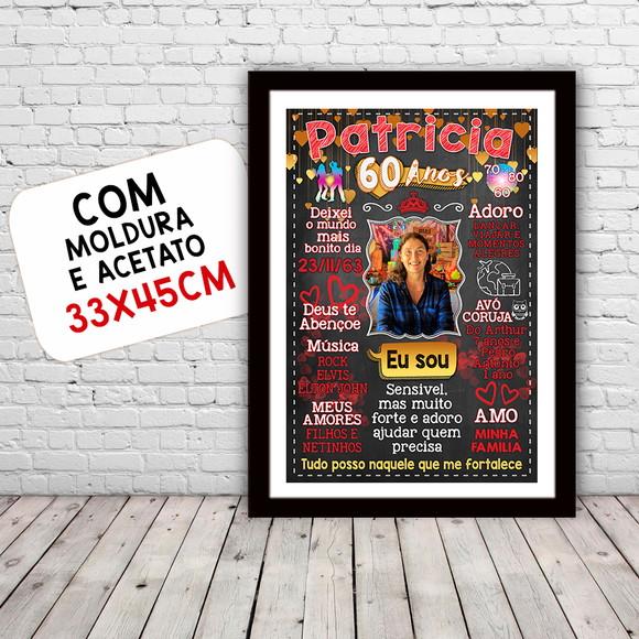Chalkboard Quadro Poster c/ Moldura 60 Anos A3 30x42cm