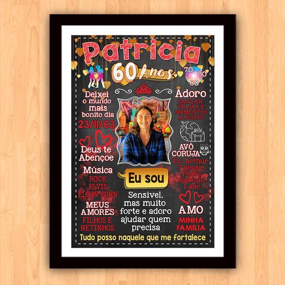 Chalkboard Quadro Poster c/ Moldura 60 Anos A3 30x42cm