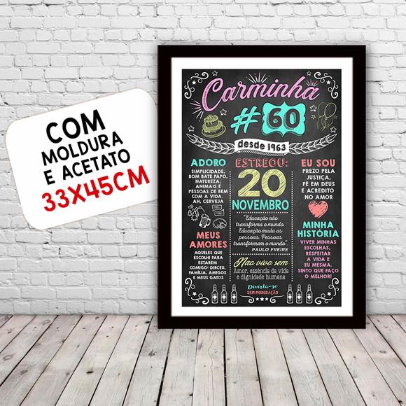 Chalkboard Quadro Poster c/ Moldura 60 Anos A3 30x42cm