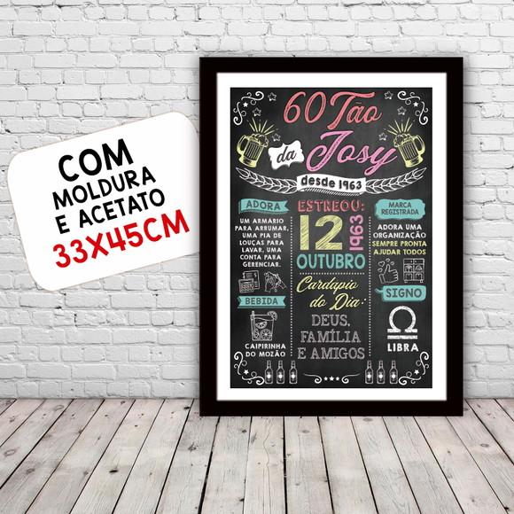 Chalkboard Quadro Poster c/ Moldura 60 Anos A3 30x42cm