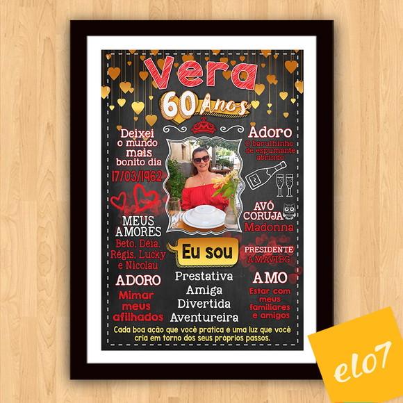 Chalkboard Quadro Poster C/ Moldura 60 Anos A3 30x42cm