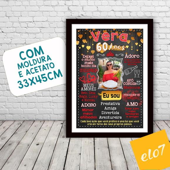 Chalkboard Quadro Poster C/ Moldura 60 Anos A3 30x42cm