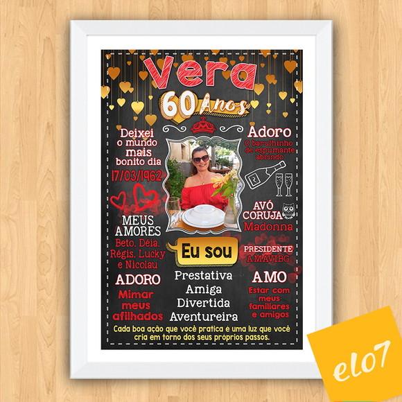 Chalkboard Quadro Poster C/ Moldura 60 Anos A3 30x42cm