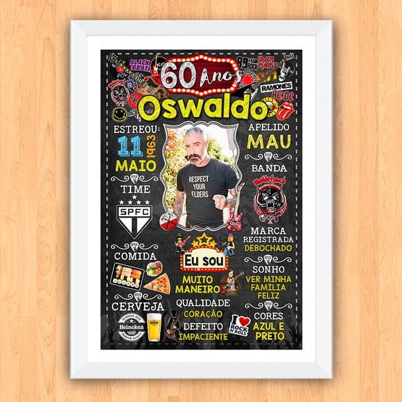 Chalkboard Quadro Poster c/ Moldura 60 Anos Rock And Roll