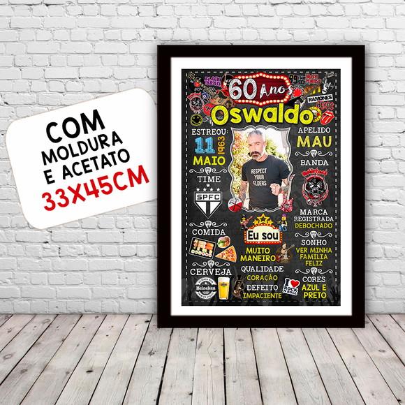 Chalkboard Quadro Poster c/ Moldura 60 Anos Rock And Roll