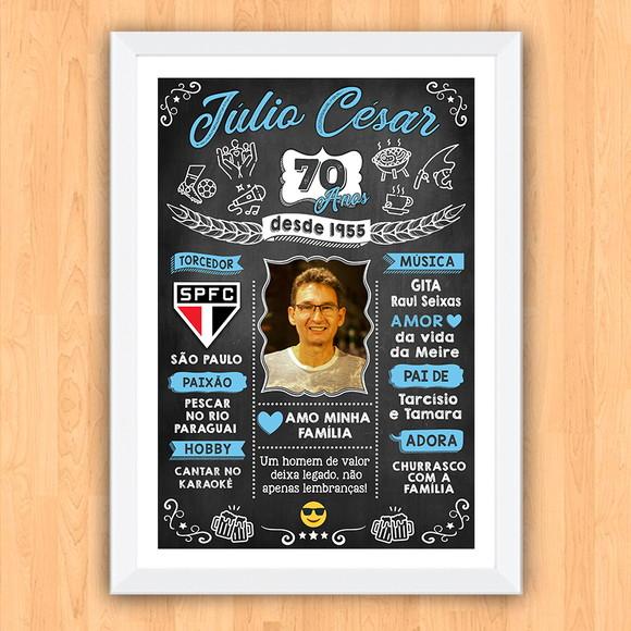 Chalkboard Quadro Poster c/ Moldura 70 Anos A3 30x42cm