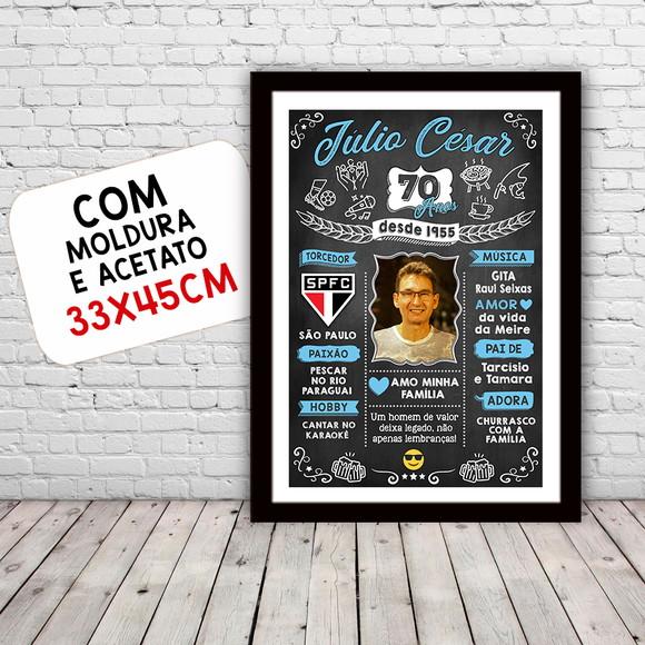 Chalkboard Quadro Poster c/ Moldura 70 Anos A3 30x42cm