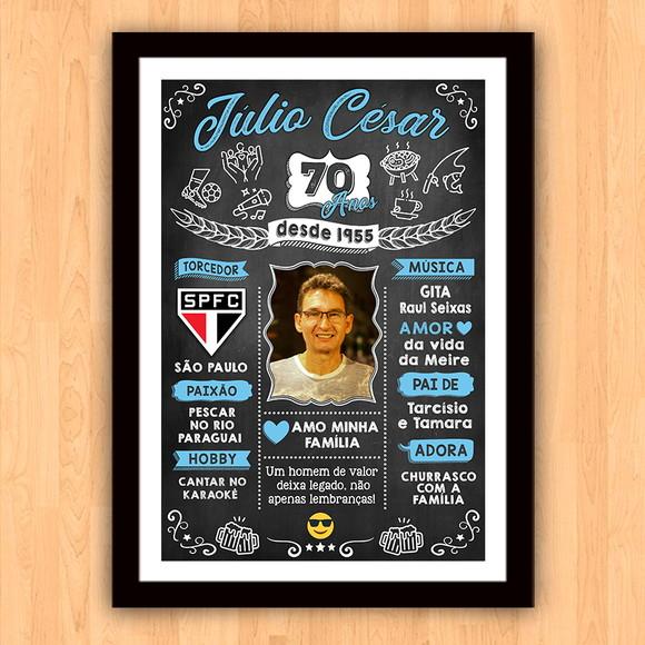 Chalkboard Quadro Poster c/ Moldura 70 Anos A3 30x42cm