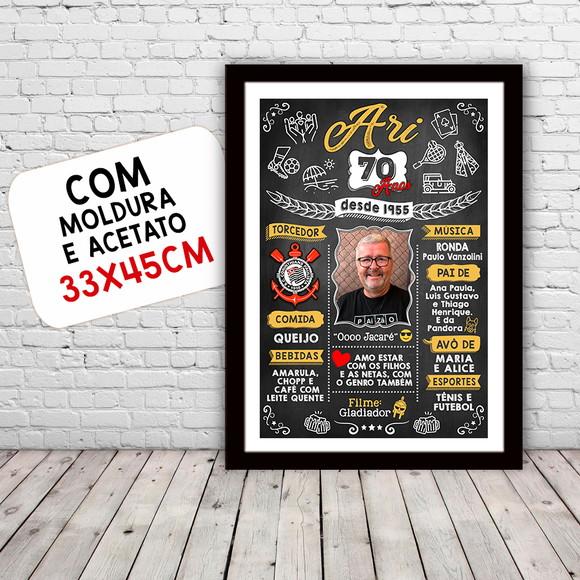 Chalkboard Quadro Poster c/ Moldura 70 Anos A3 30x42cm