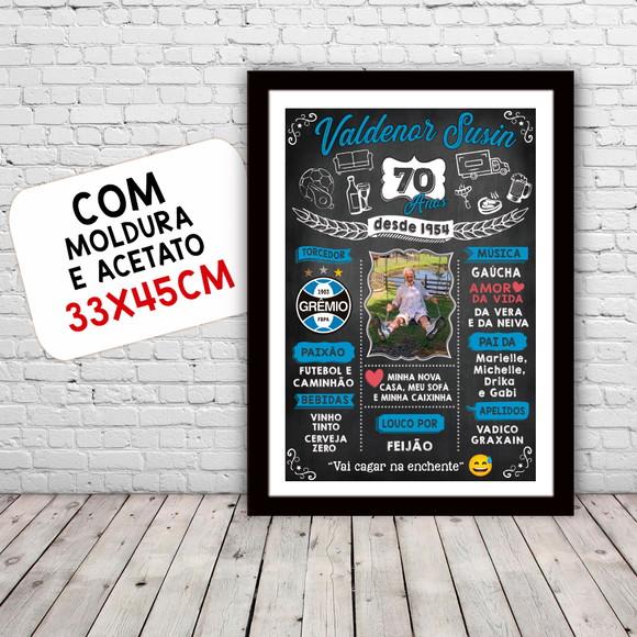 Chalkboard Quadro Poster c/ Moldura 70 Anos A3 30x42cm
