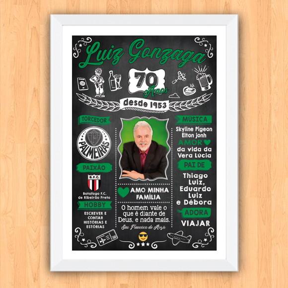 Chalkboard Quadro Poster c/ Moldura 70 Anos A3 30x42cm