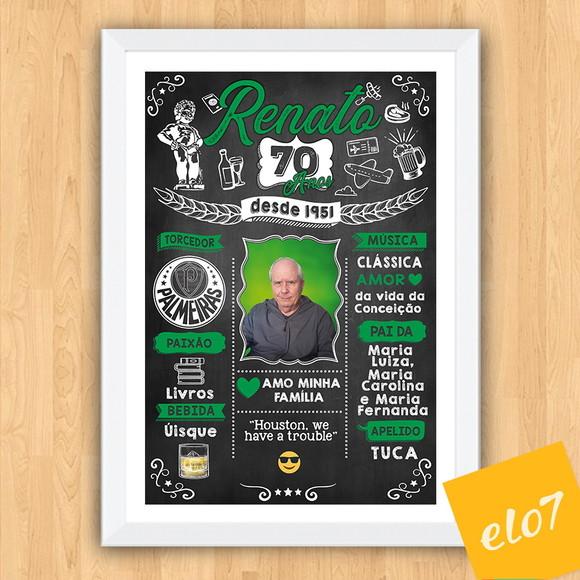 Chalkboard Quadro Poster C/ Moldura 70 Anos A3 30x42cm