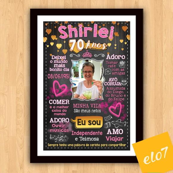 Chalkboard Quadro Poster C/ Moldura 70 Anos A3 30x42cm