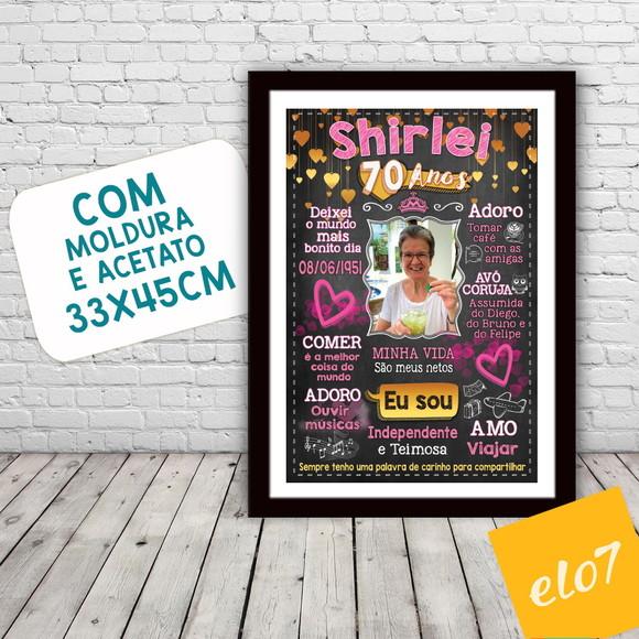 Chalkboard Quadro Poster C/ Moldura 70 Anos A3 30x42cm