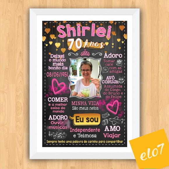 Chalkboard Quadro Poster C/ Moldura 70 Anos A3 30x42cm