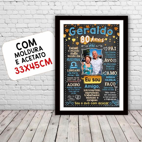 Chalkboard Quadro Poster c/ Moldura 80 Anos A3 30x42cm