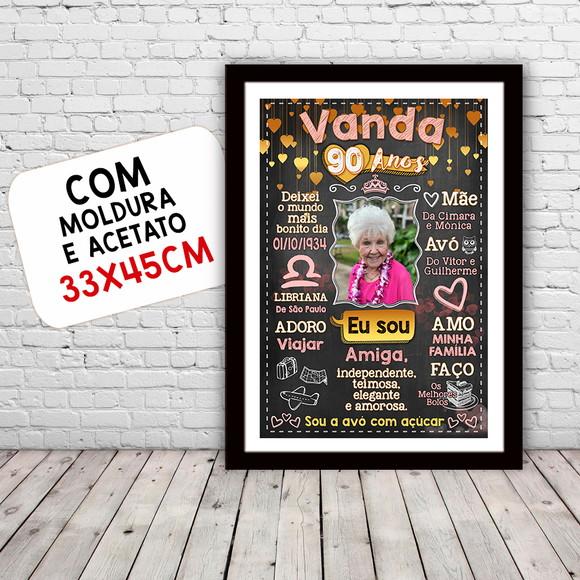 Chalkboard Quadro Poster c/ Moldura 90 Anos A3 30x42cm