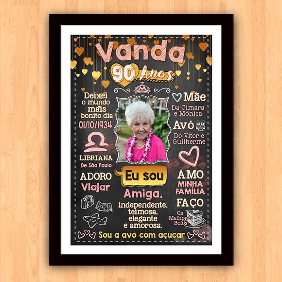 Chalkboard Quadro Poster c/ Moldura 90 Anos A3 30x42cm
