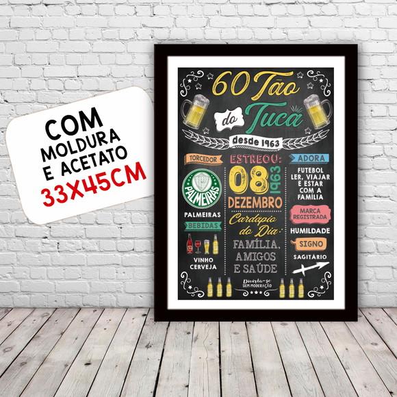 Chalkboard Quadro Poster c/ Moldura Aniversário 60 Anos
