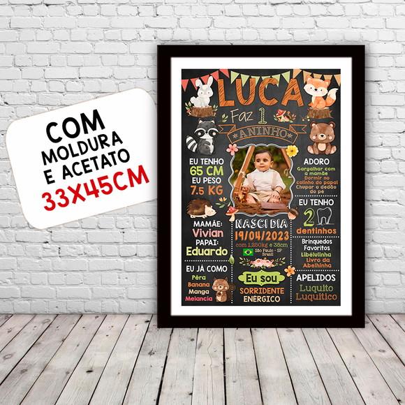 Chalkboard Quadro Poster c/ Moldura Bosque Encantado 30x42cm