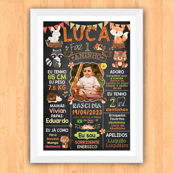 Chalkboard Quadro Poster c/ Moldura Bosque Encantado 30x42cm