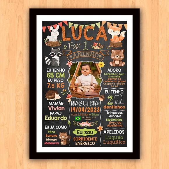 Chalkboard Quadro Poster c/ Moldura Bosque Encantado 30x42cm