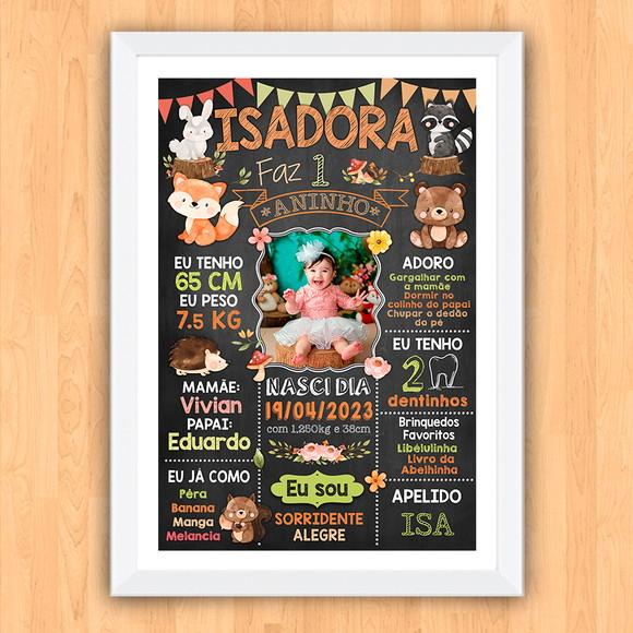 Chalkboard Quadro Poster c/ Moldura Bosque Encantado 30x42cm