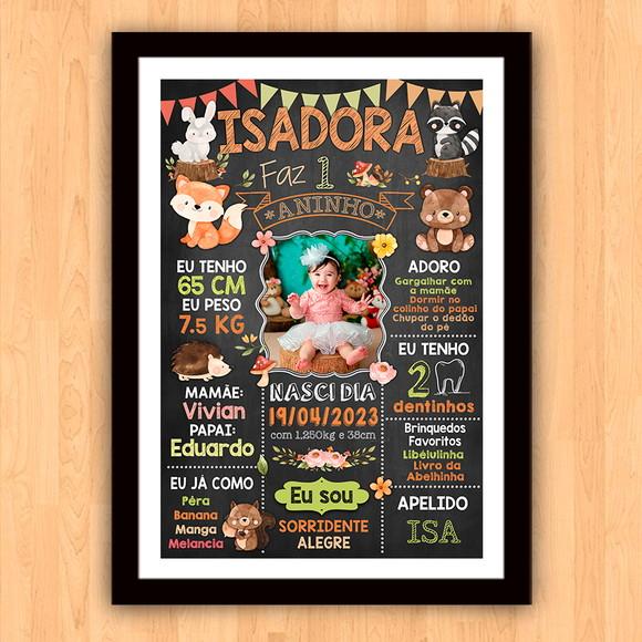Chalkboard Quadro Poster c/ Moldura Bosque Encantado 30x42cm