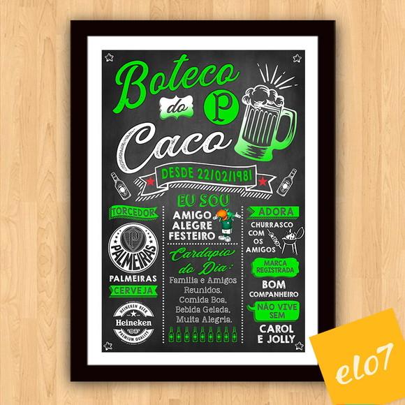 Chalkboard Quadro Poster C/ Moldura Boteco Verde 30x42cm