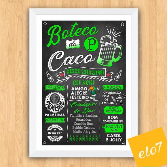 Chalkboard Quadro Poster C/ Moldura Boteco Verde 30x42cm