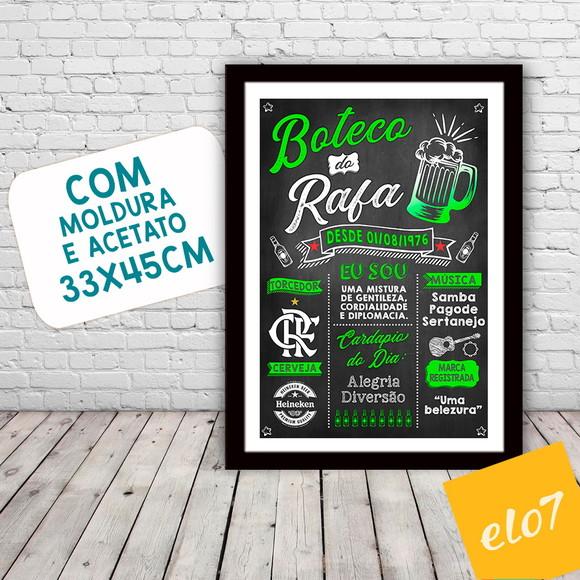 Chalkboard Quadro Poster C/ Moldura Boteco Verde 30x42cm