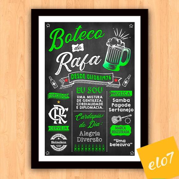 Chalkboard Quadro Poster C/ Moldura Boteco Verde 30x42cm