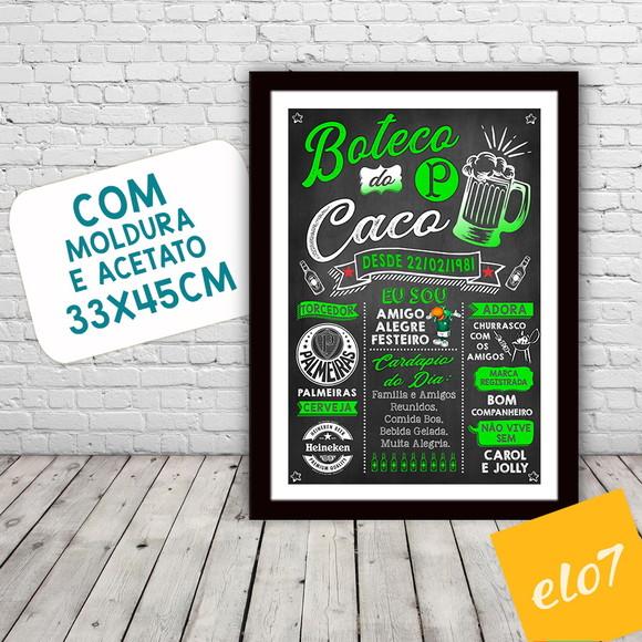 Chalkboard Quadro Poster C/ Moldura Boteco Verde 30x42cm