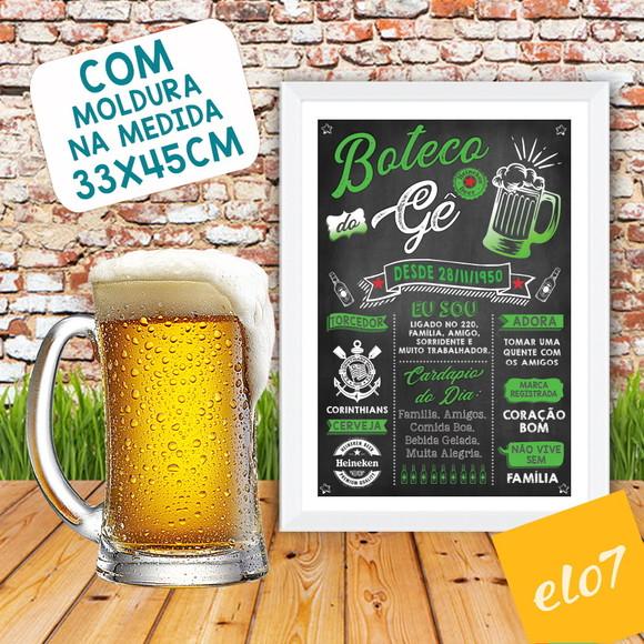 Chalkboard Quadro Poster C/ Moldura Boteco Verde 30x42cm