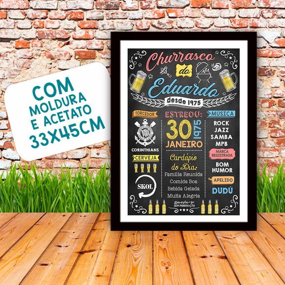 Chalkboard Quadro Poster c/ Moldura Churrasco A3 30x42cm