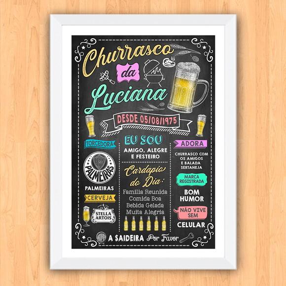 Chalkboard Quadro Poster c/ Moldura Churrasco A3 30x42cm