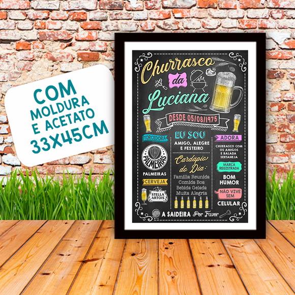 Chalkboard Quadro Poster c/ Moldura Churrasco A3 30x42cm