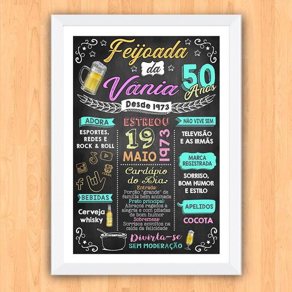 Chalkboard Quadro Poster c/ Moldura Feijoada A3 30x42cm